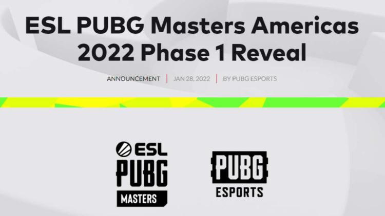 ESL kunngjort PUBG Masters Americas 2022 Phase 1