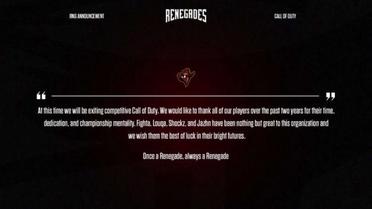 Renegades stenger divisjonen ved Call of Duty