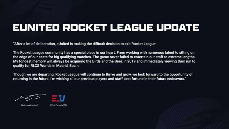 EUnited ble fritatt for pliktene til tre medlemmer av Rocket League