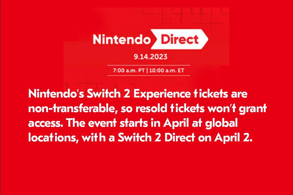 Ikke-overførbare Nintendo Switch 2 Experience-billetter på eBay