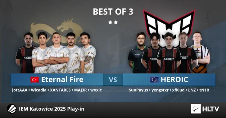 Eternal Fire vinner over HEROIC i en spennende kamp under IEM Katowice 2025