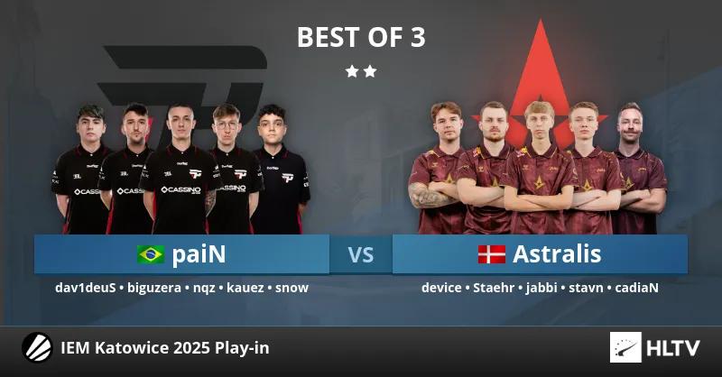 Astralis sikret seg en plass i IEM Katowice 2025 gruppespillet med en gevinst over paiN Gaming