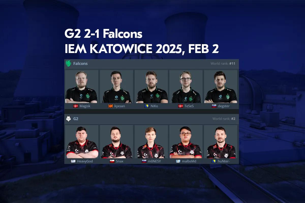 G2 faller nesten til Falcons på IEM Katowice 2025