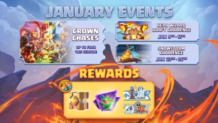Clash Royale starter januar 2026 med ild- og issesong, nye helter og store begivenheter
