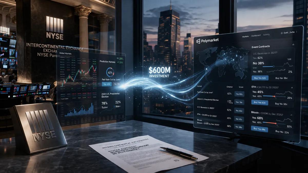 Intercontinental Exchange (NYSE-morselskapet) investerer ytterligere 600 millioner dollar i Polymarket