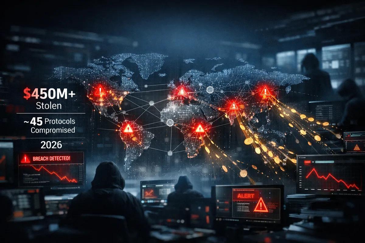 Hackere har allerede stjålet over 450 millioner dollar fra ~45 kryptoprotokoller i 2026