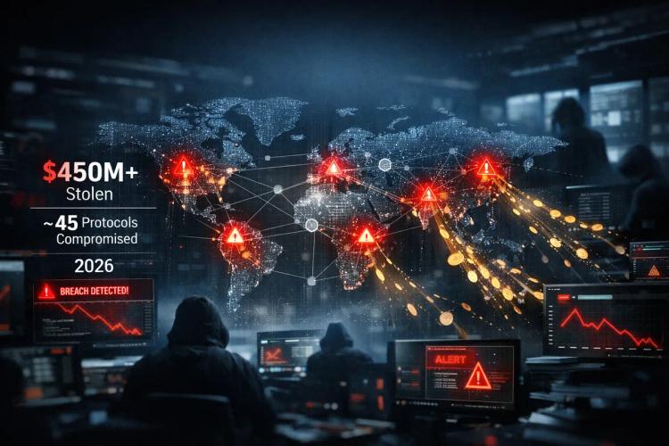 Hackere har allerede stjålet over 450 millioner dollar fra ~45 kryptoprotokoller i 2026