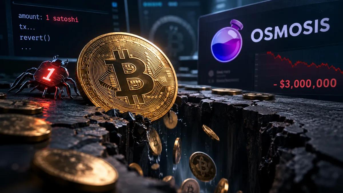 En feil på én satoshi har nettopp forårsaket et tap på 3 millioner dollar i Osmosis’ Bitcoin-fond