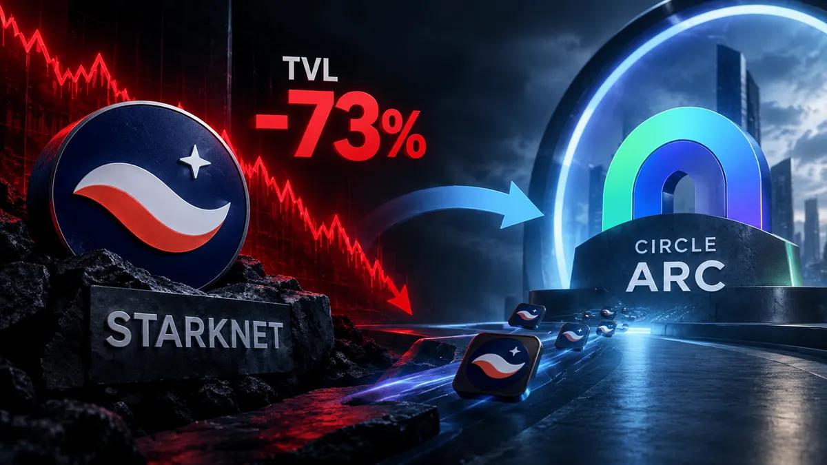 Starknet TVL faller 73 % på én dag ettersom den største appen flytter til Circle’s Arc