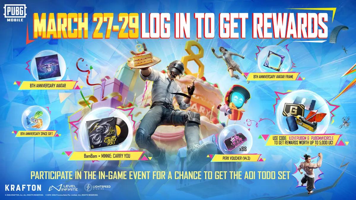 PUBG MOBILE starter 8-årsjubileumsfeiringen med eksklusive belønninger og arrangementer