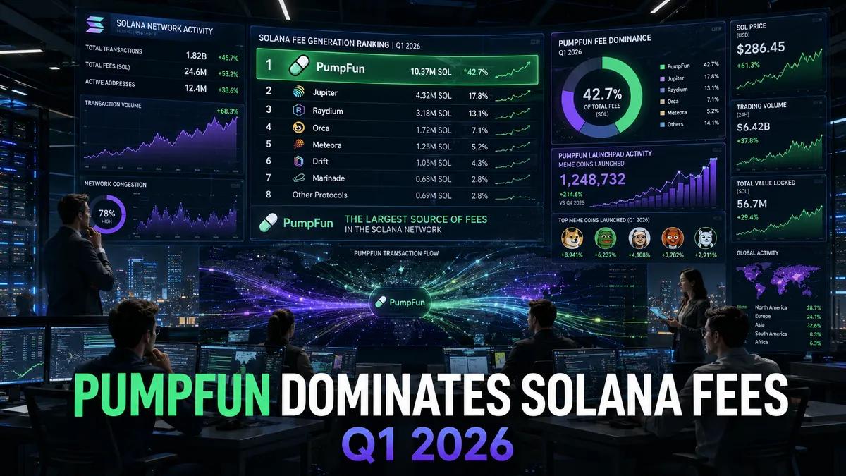 PumpFun ble den største gebyrkilden i Solana-nettverket i første kvartal 2026.