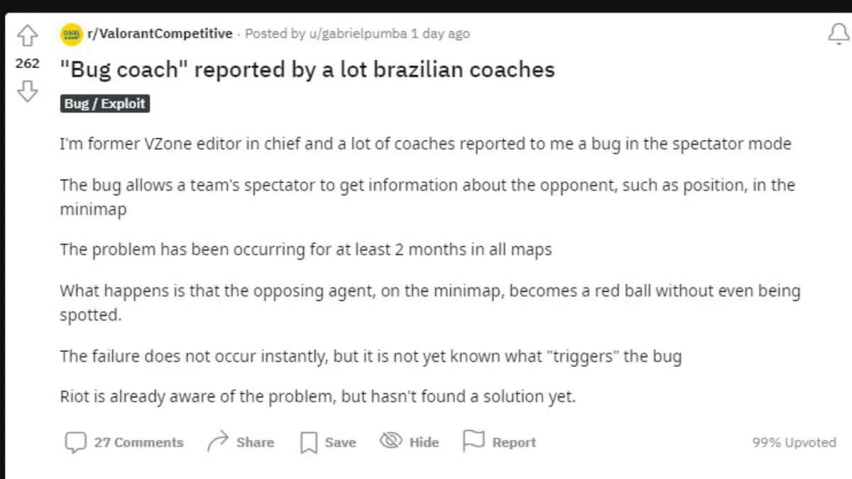 Brasilianske trenere rapporterte en "trenerfeil" i Valorant