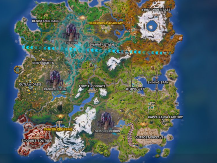 Alle sjefer i Fortnite kapittel 6 sesong 4 - Steder, strategier og belønninger 1