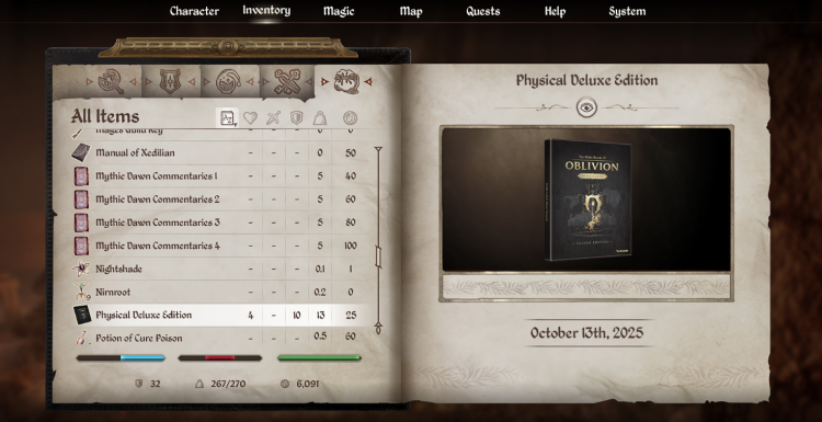 Oblivion Remastered Physical Deluxe Edition Launches October 13 for $40 1