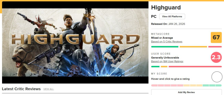 Highguard Has Become the Worst Game of 2026 on Metacritic 1